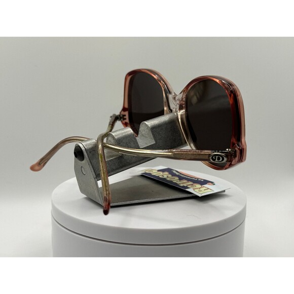 Vintage Oversize Sunglasses NOS Drop Temple Grey Lens Brown Fade Frame Diplomat - Picture 5 of 10